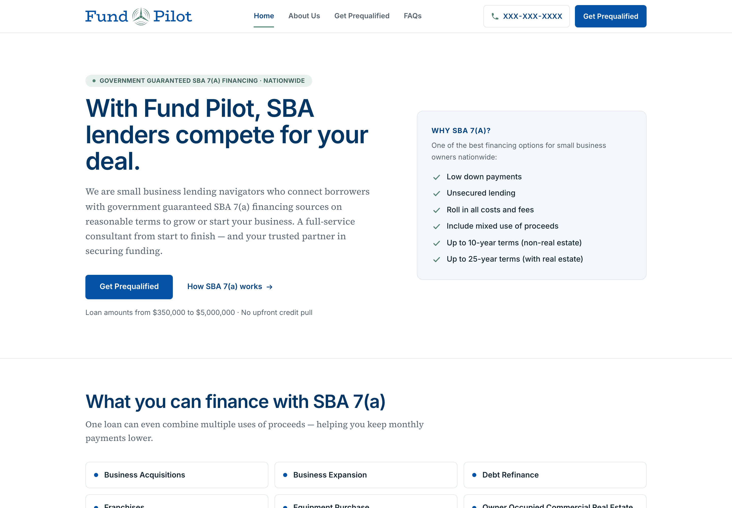 Fund Pilot — SBA lending site built by RMVS